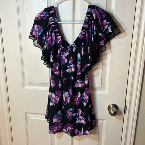 Michel studio collection sleeveless purple floral layered blouse Size 20 - Picture 2 of 4